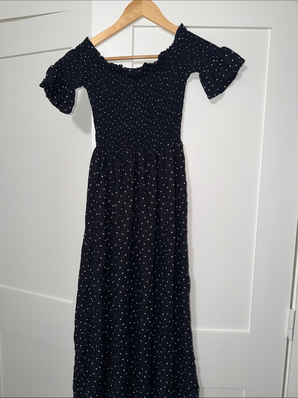 H&M Black Maxi Dress with White Polka Dots